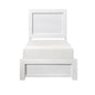White Finish Twin Size Panel Bed Wooden Bedroom Furniture 1pc, Bed in a Box