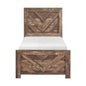 Rustic Brown Finish Contemporary Twin Size Panel Bed Wooden Bedroom Furniture 1pc, Bed in a Box