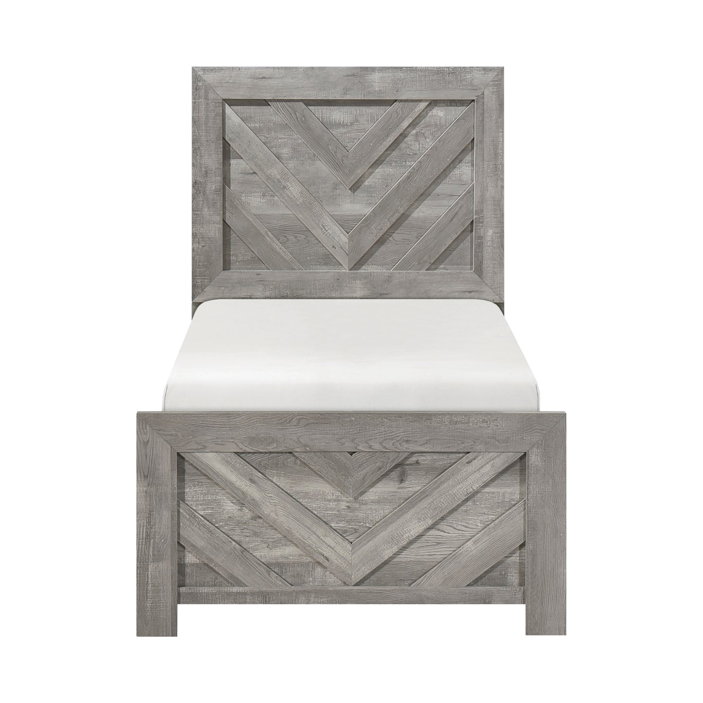 Contemporary Rustic Gray Finish Twin Size Panel Bed Wooden Bedroom Furniture 1pc, Bed in a Box