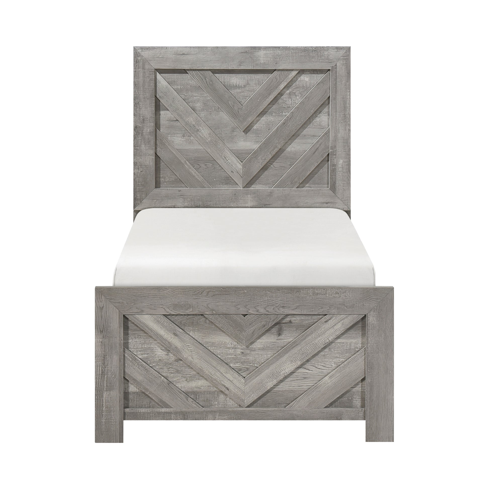 Contemporary Rustic Gray Finish Twin Size Panel Bed Wooden Bedroom Furniture 1pc, Bed in a Box