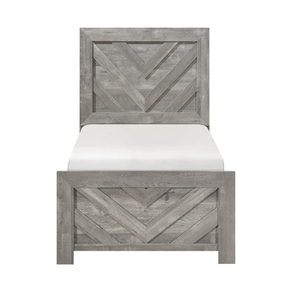 Contemporary Rustic Gray Finish Twin Size Panel Bed Wooden Bedroom Furniture 1pc, Bed in a Box