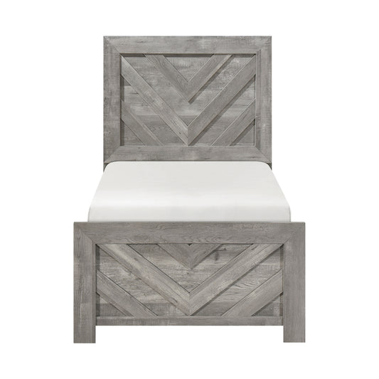 Contemporary Rustic Gray Finish Twin Size Panel Bed Wooden Bedroom Furniture 1pc, Bed in a Box