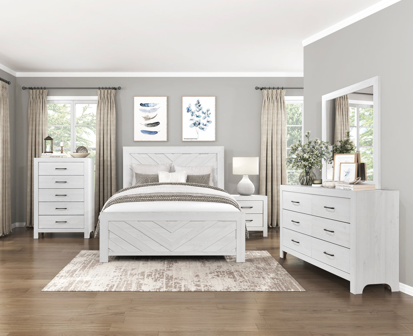 King Size White Wood Bed Frame Bedroom