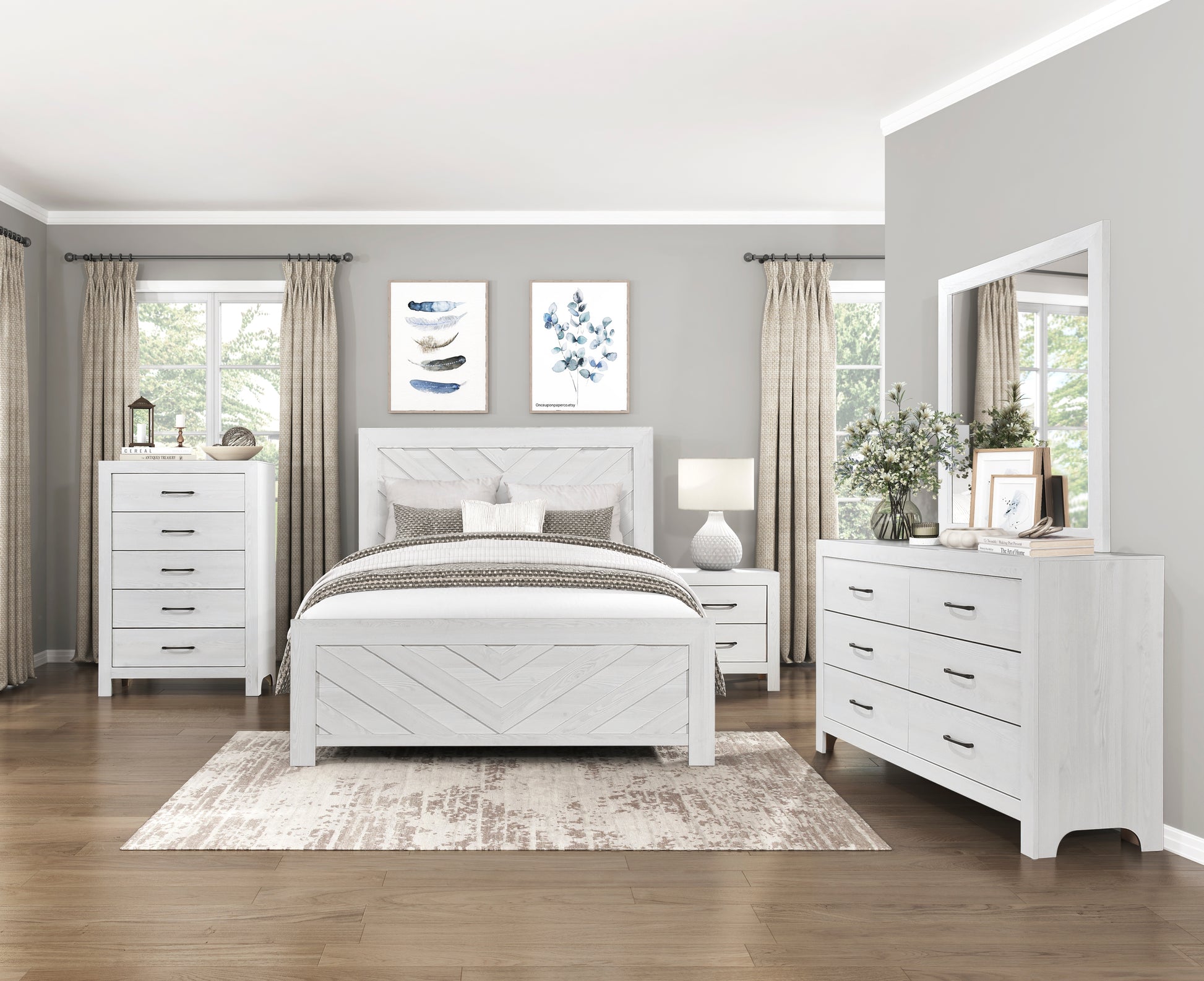 King Size White Wood Bed Frame Bedroom