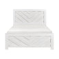 Contemporary White Finish King Size Panel Bed Wooden Bedroom Furniture 1pc, Bed in a Box