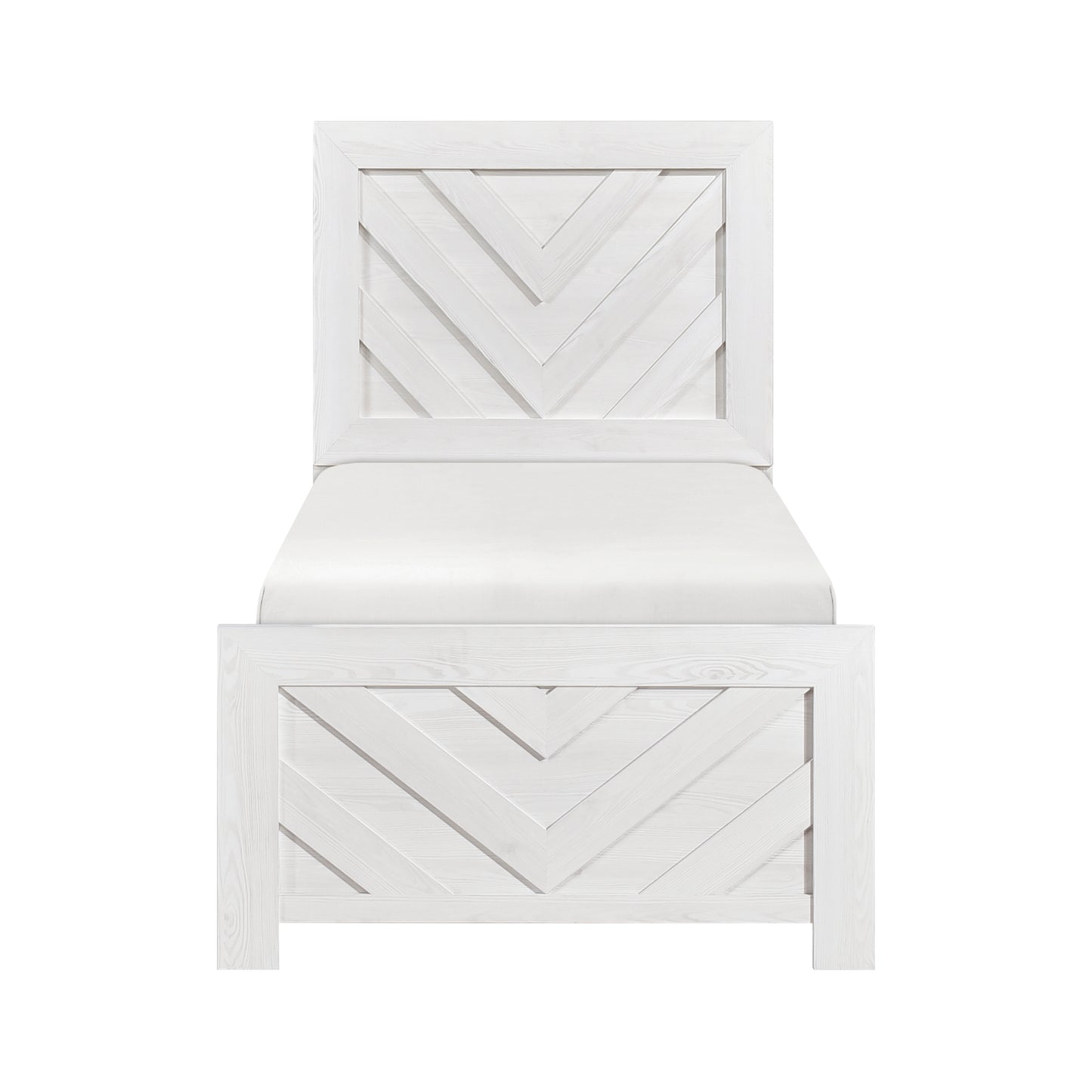 Contemporary White Finish Twin Size Panel Bed Wooden Bedroom Furniture 1pc, Bed in a Box