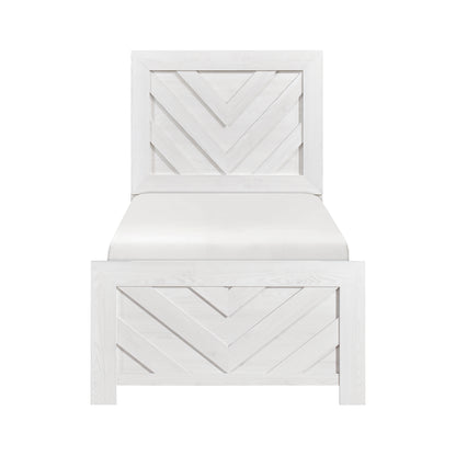 Contemporary White Finish Twin Size Panel Bed Wooden Bedroom Furniture 1pc, Bed in a Box