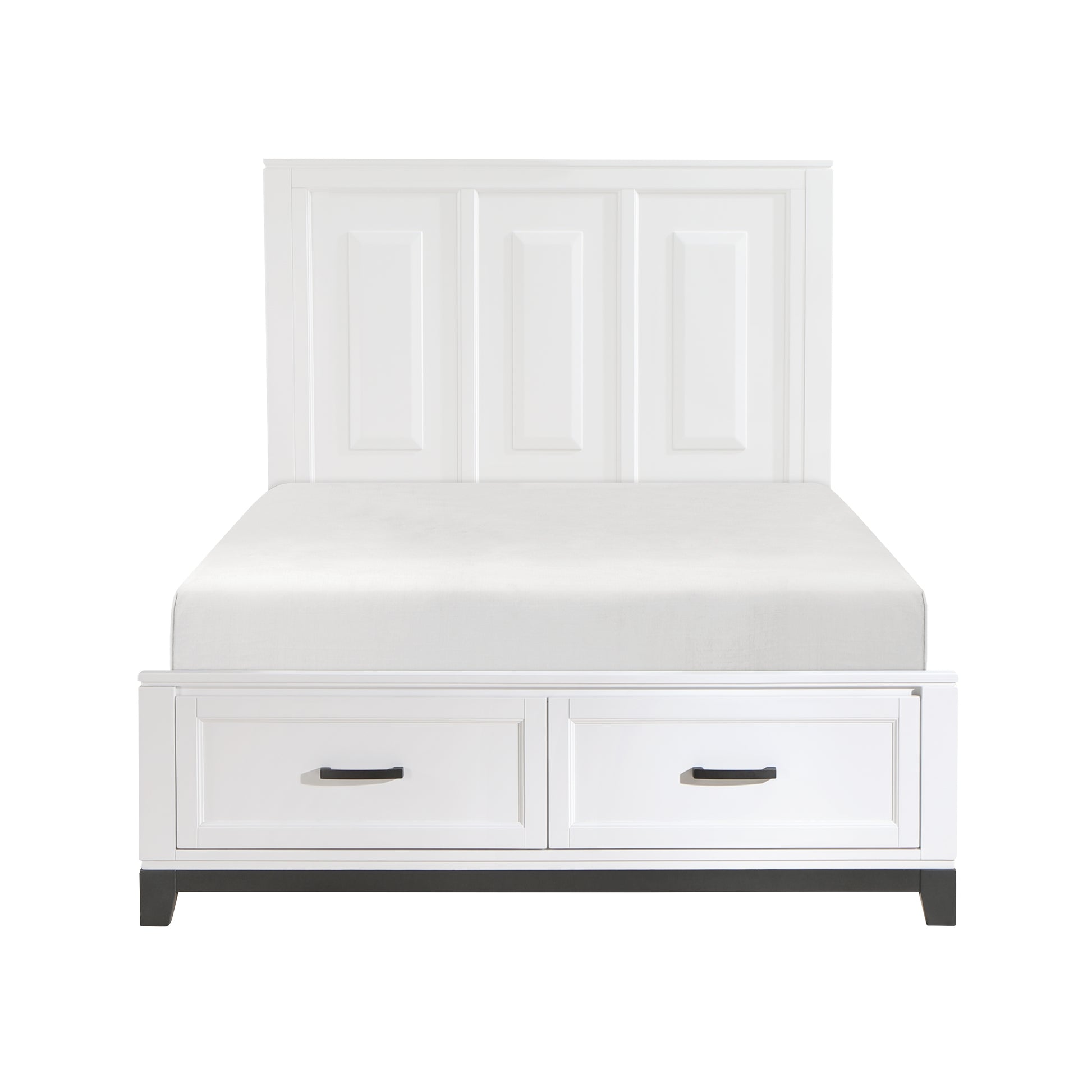 White Finish Queen Platform Bed with Storage Drawers Wooden Bedroom Furniture 1pc