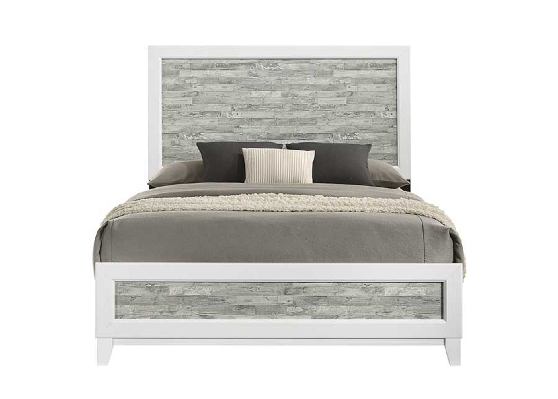 Modern/Contemporary Style Queen Panel Bed 1pc Gray & White Finish Wooden Bedroom Furniture Headboard Footboard