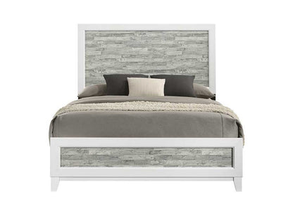 Modern/Contemporary Style Queen Panel Bed 1pc Gray & White Finish Wooden Bedroom Furniture Headboard Footboard