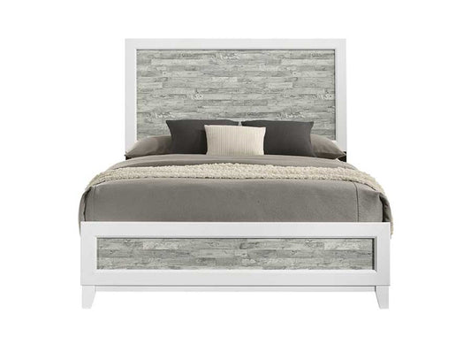 Modern/Contemporary Style Queen Panel Bed 1pc Gray & White Finish Wooden Bedroom Furniture Headboard Footboard