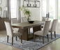 Contemporary Design Brown Finish Dining Set 7pc Extendable Table and 6 Side Chairs Upholstered Wooden Furniture