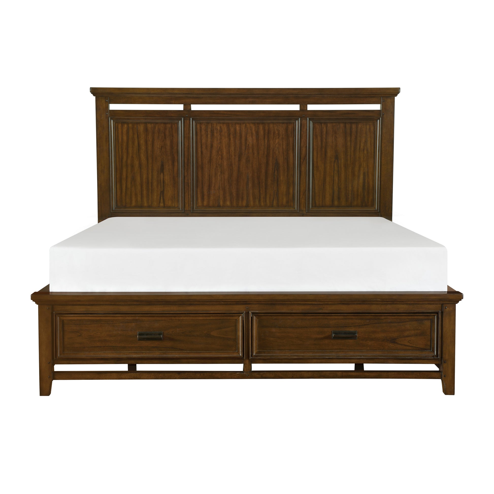 Classic Traditional 1pc Platform Queen Bed with Storage Drawers Brown Cherry Finish Bedroom Furniture