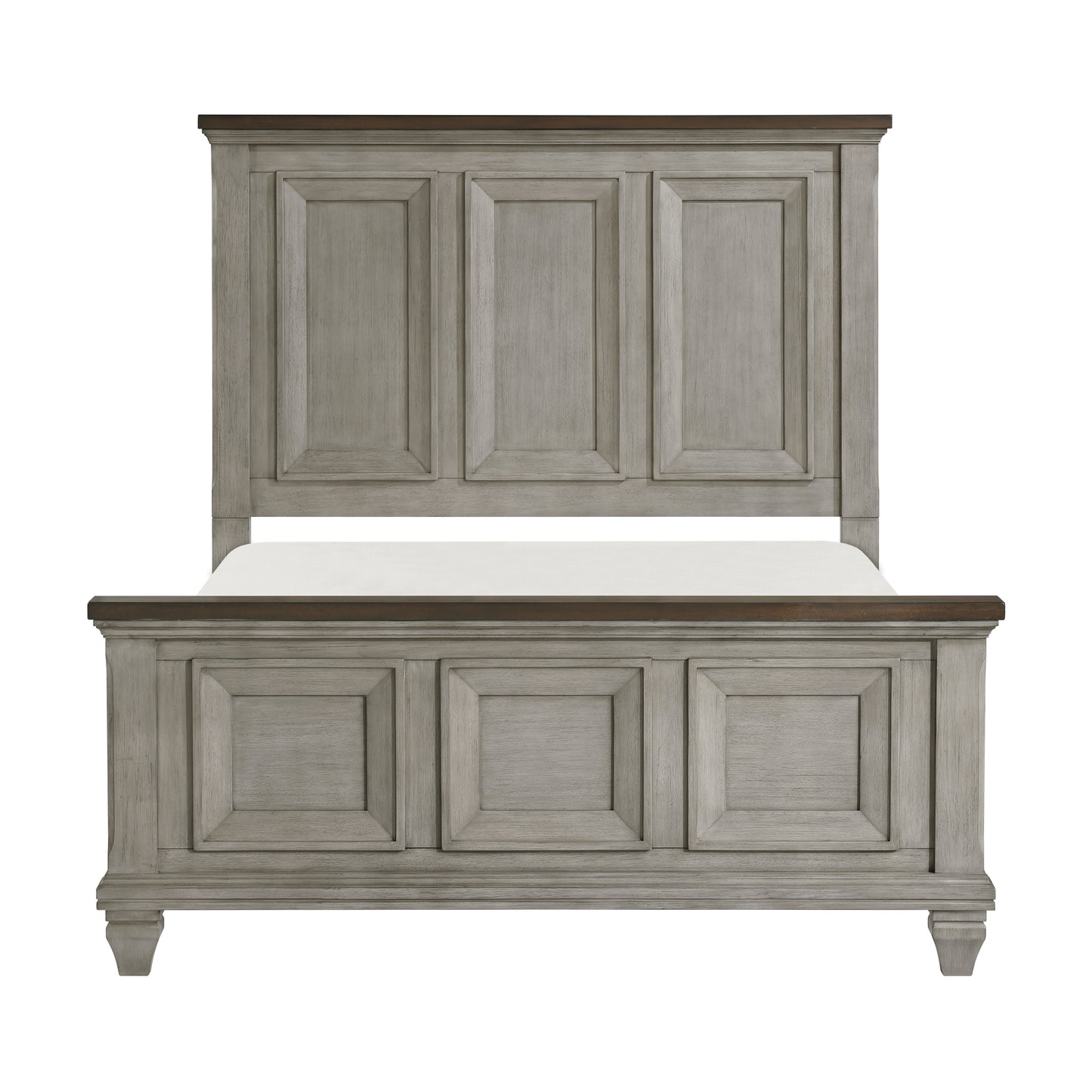 1pc Queen Bed Antique Gray and Brown Finish Bedroom Furniture