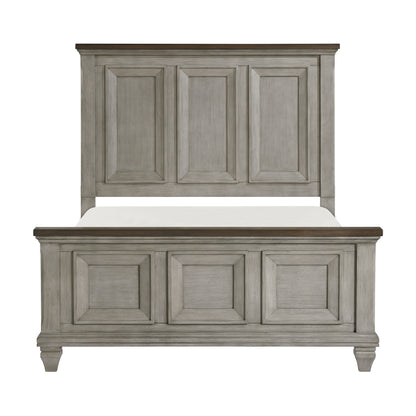 1pc Queen Bed Antique Gray and Brown Finish Bedroom Furniture