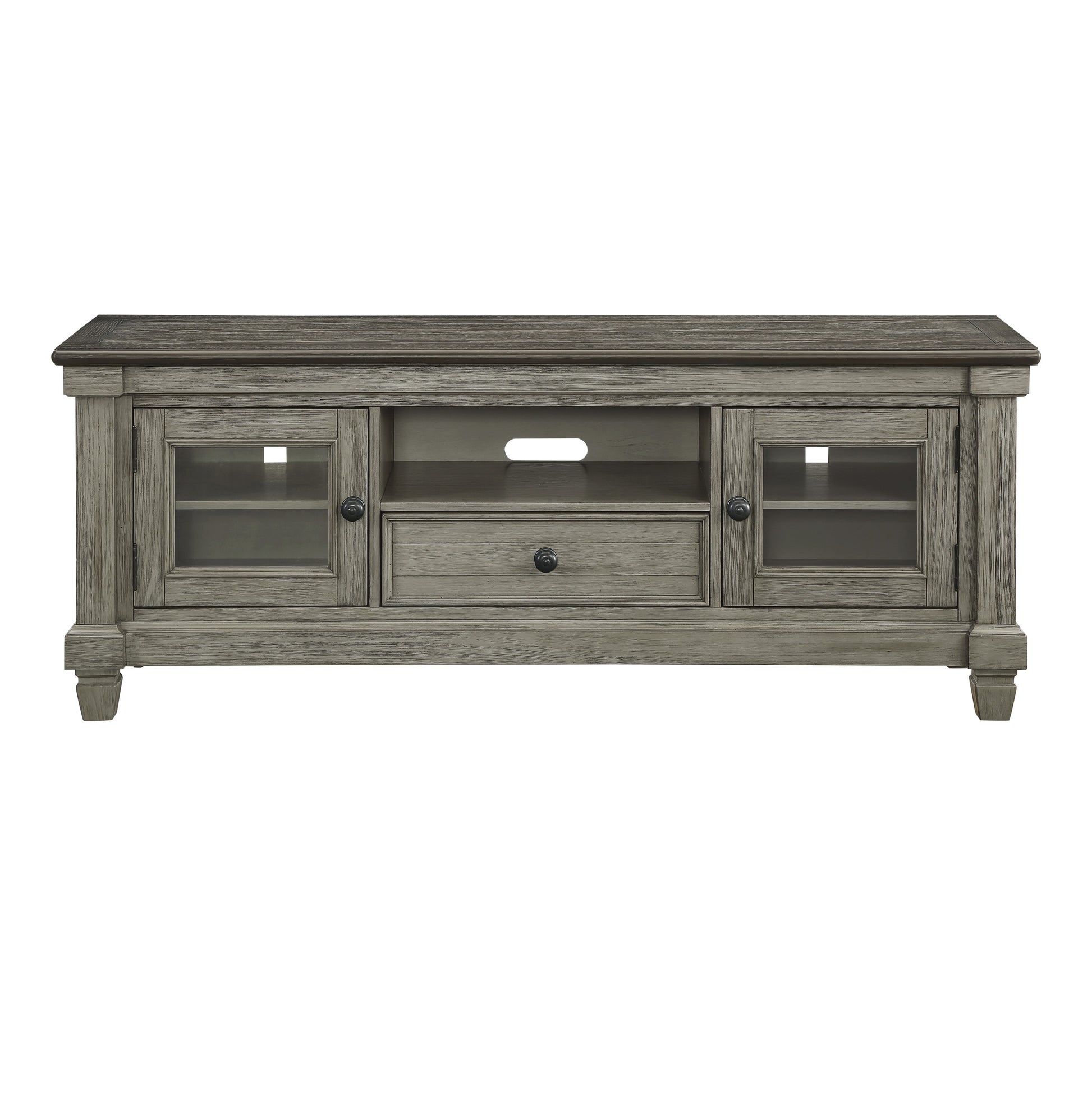 1pc TV Stand with Drawer Storage Cabinets Wooden Living Room Furniture, Coffee and Antique Gray Finish TV Console Table