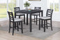 Dining Room Furniture 5pcs Set Charcoal Dining Table 4x Side Chairs Rubberwood Cross Back Design Chair Wooden Top