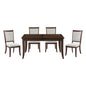 Formal Traditional 5pc Dining Set Table and Chairs Separate Extension Cherry Finish with Dark Walnut Inlay Wooden Furniture