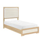Contemporary Natural and White Finish Twin Size Bed LED Panel Headboard Wooden Bedroom Furniture 1pc