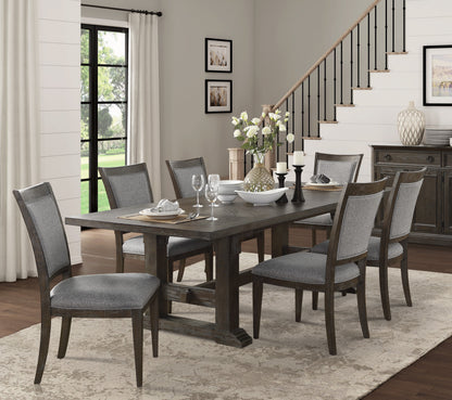 Classic Dining Furniture 7pc Set Extendable Dining Table and 6x Side Chairs Driftwood Brown Finish Durable Wooden