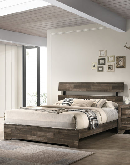 Queen Rustic Brown Wood Platform Bed Frame