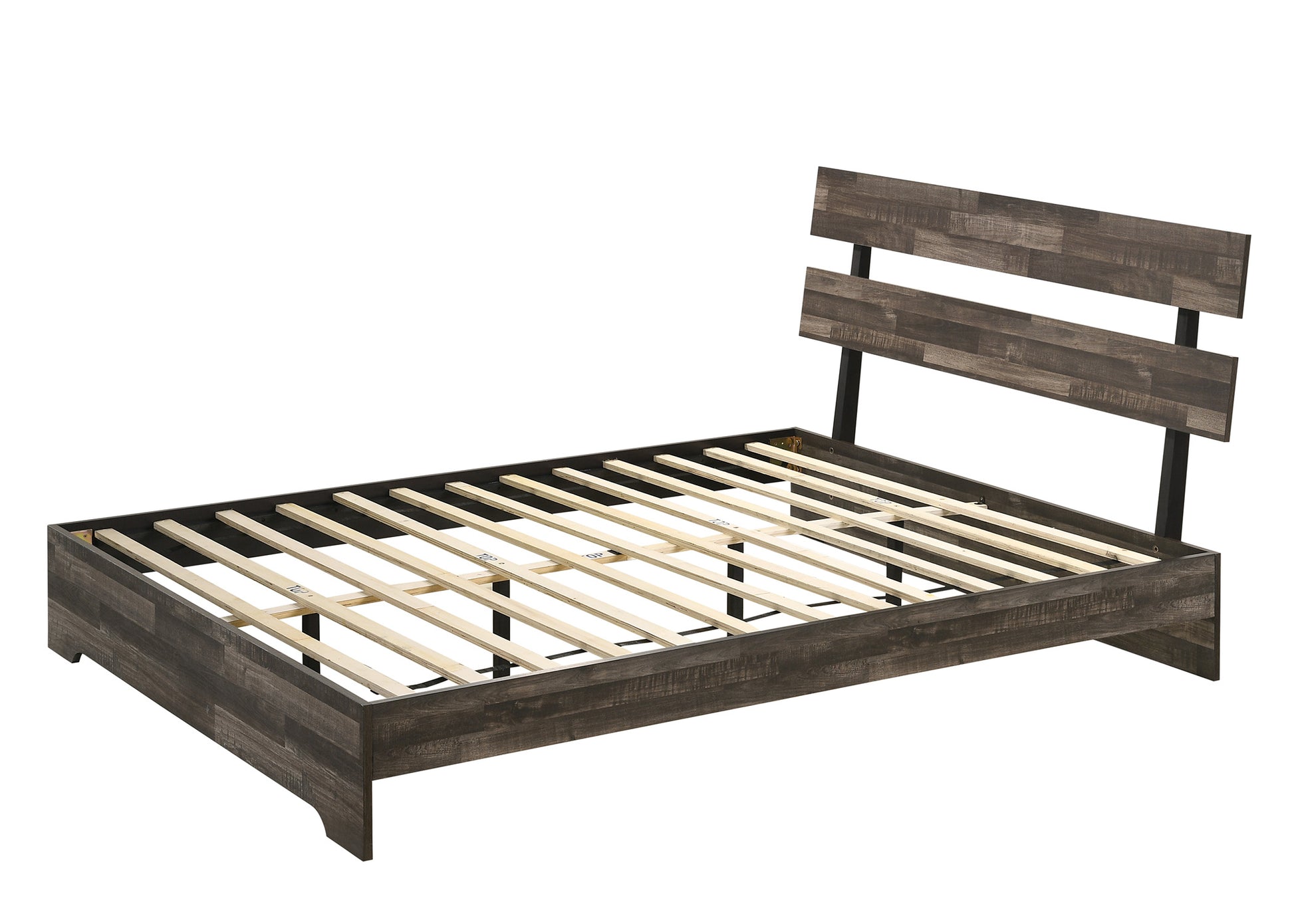 Queen Rustic Brown Wood Platform Bed Frame