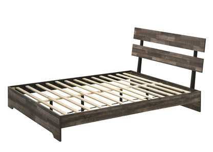 Queen Rustic Brown Wood Platform Bed Frame