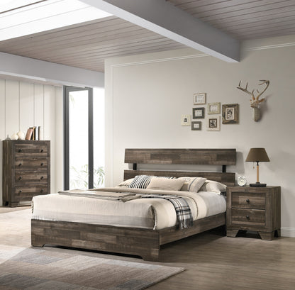 Queen Rustic Brown Wood Platform Bed Frame