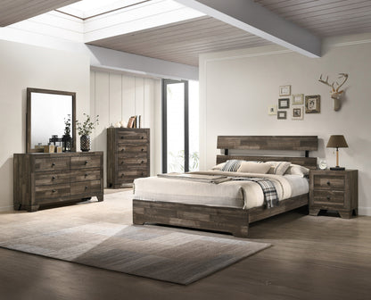 Queen Rustic Brown Wood Platform Bed Frame