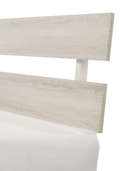 Queen White Washed Wood Platform Bed Frame