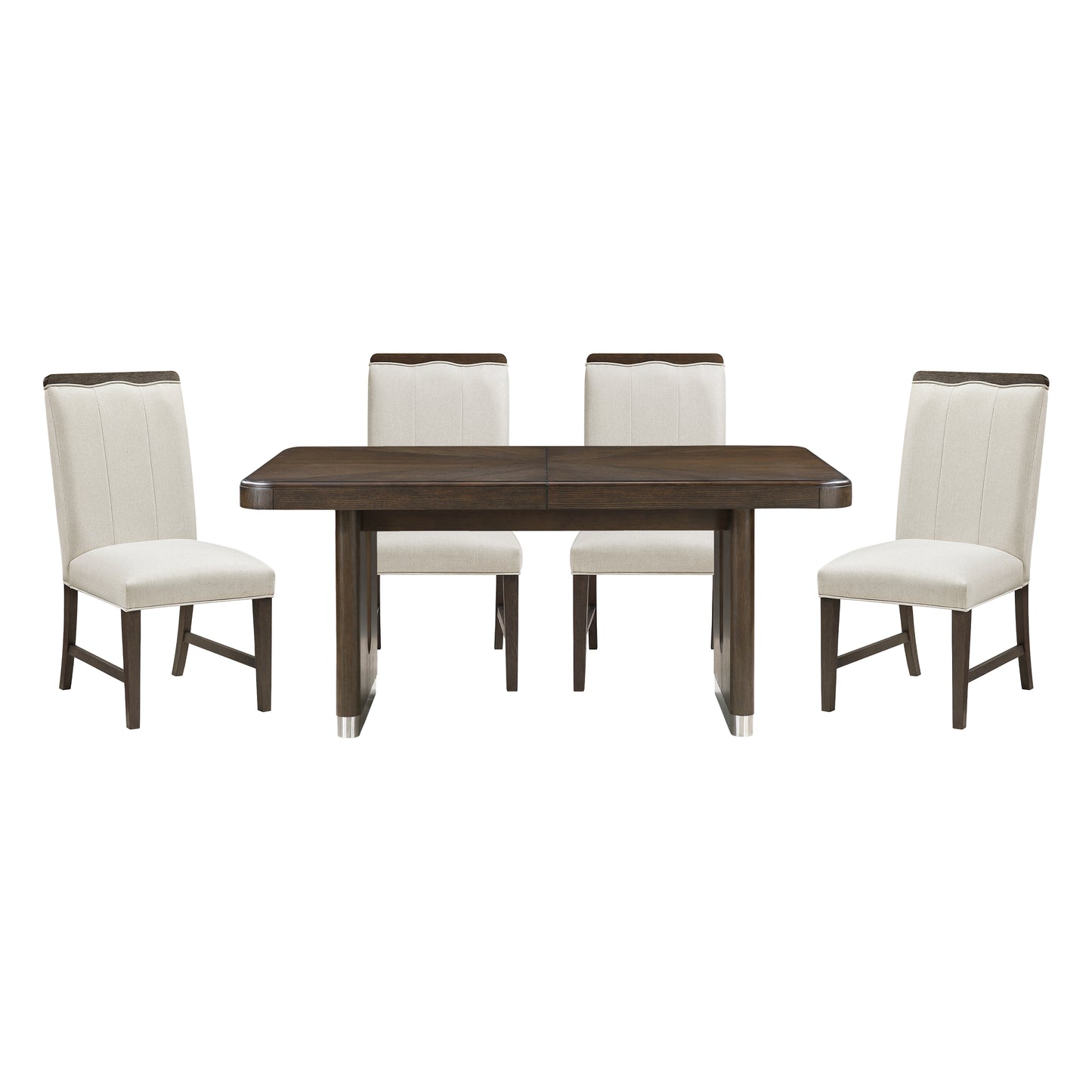 Extendable Brown Dining Set with Chairs for Modern Dining Room