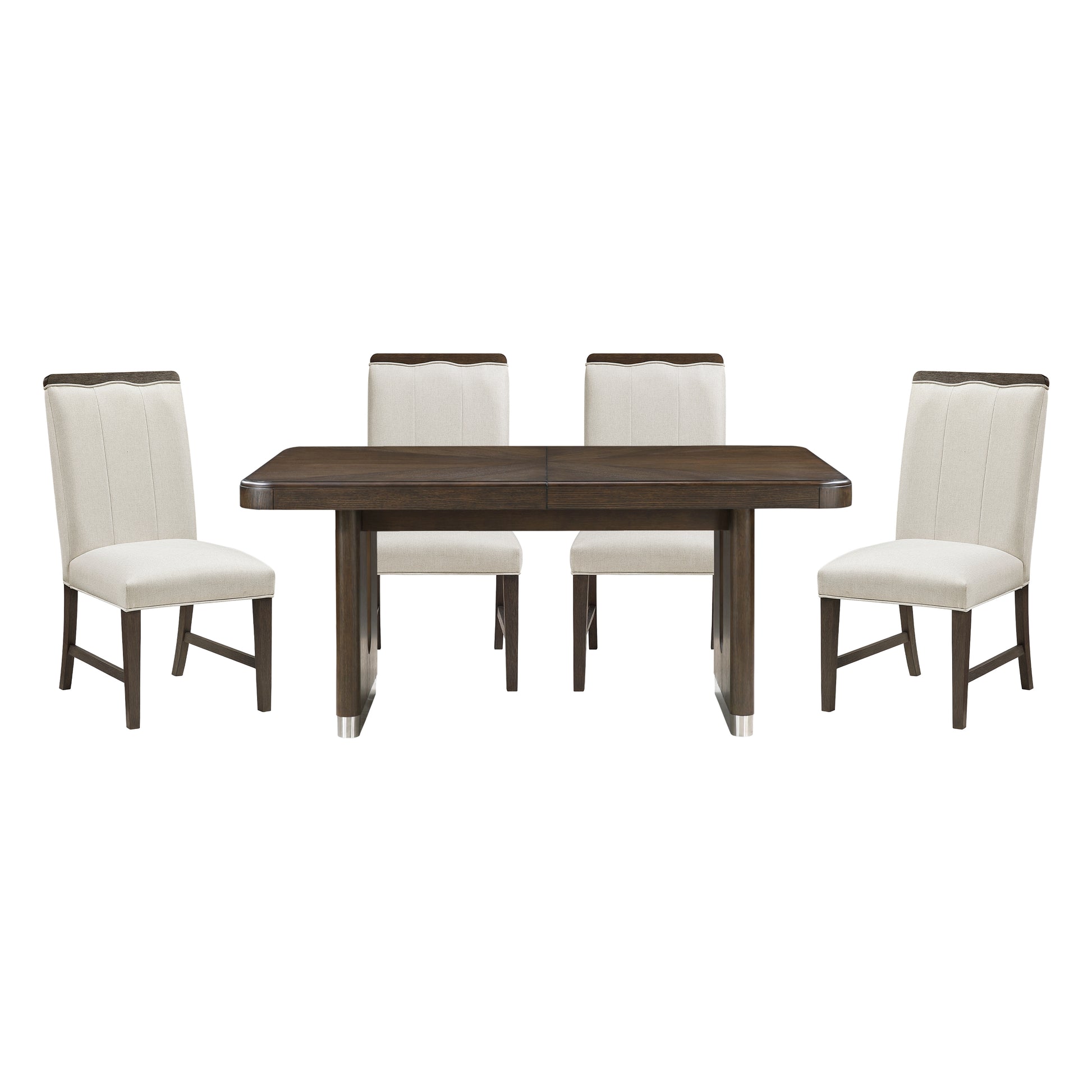 Extendable Brown Dining Set with Chairs for Modern Dining Room