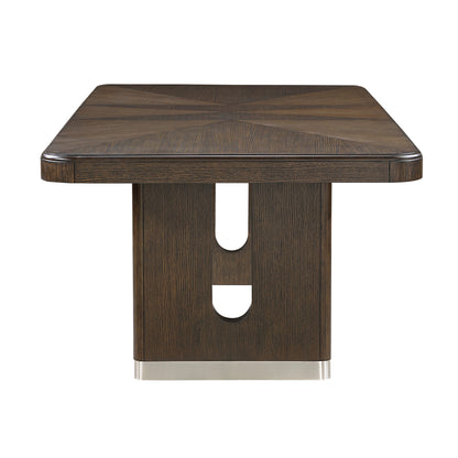 Extendable Brown Dining Set with Chairs for Modern Dining Room
