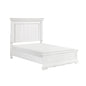 White Finish Elegant Full Size Bed Frame Beautiful Panel Details Wooden Bedroom Furniture 1pc