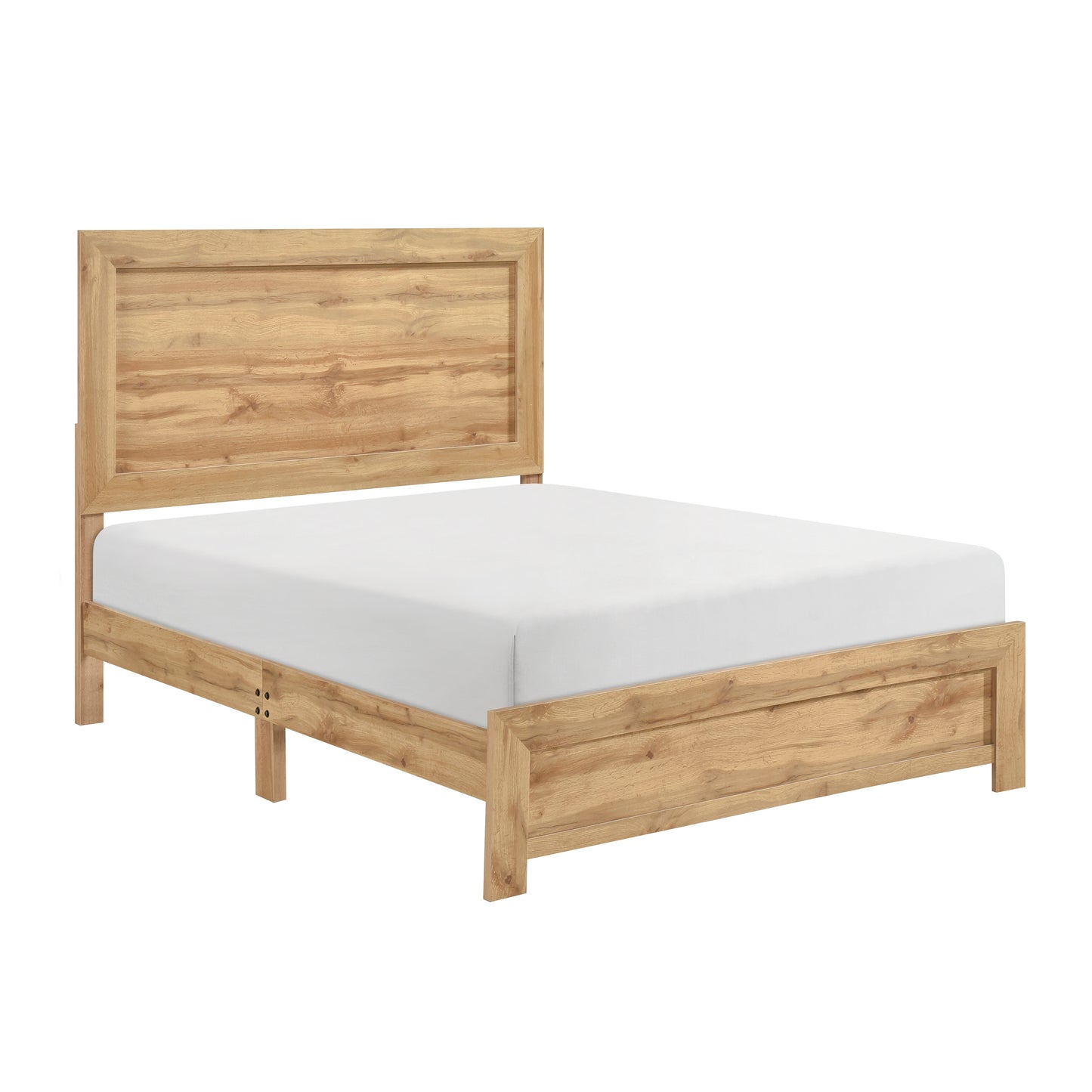 Natural Finish Queen Bed 1pc Rustic Charm Contemporary Bedroom Furniture, Bed in a Box