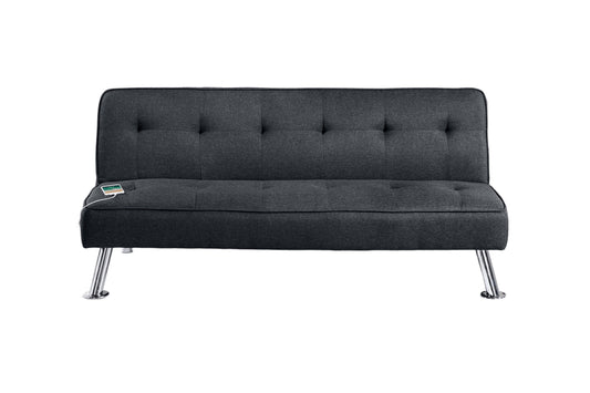 Black Color Polyfiber 1pc Adjustable Sofa Metal Legs Tufted Upholstered Plush Cushion Couch USB Living Room