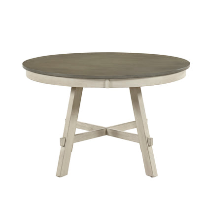 Round Dining Table Set - Seats 4 - Antique Grey & White Wood