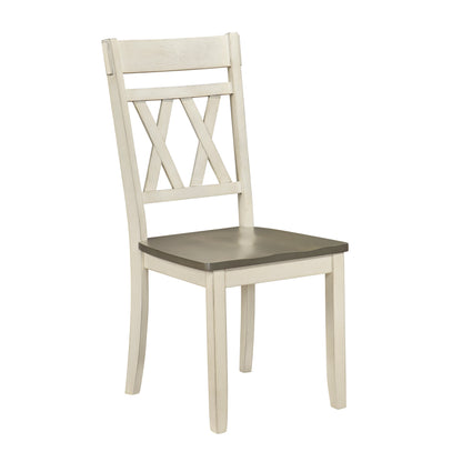 Round Dining Table Set - Seats 4 - Antique Grey & White Wood