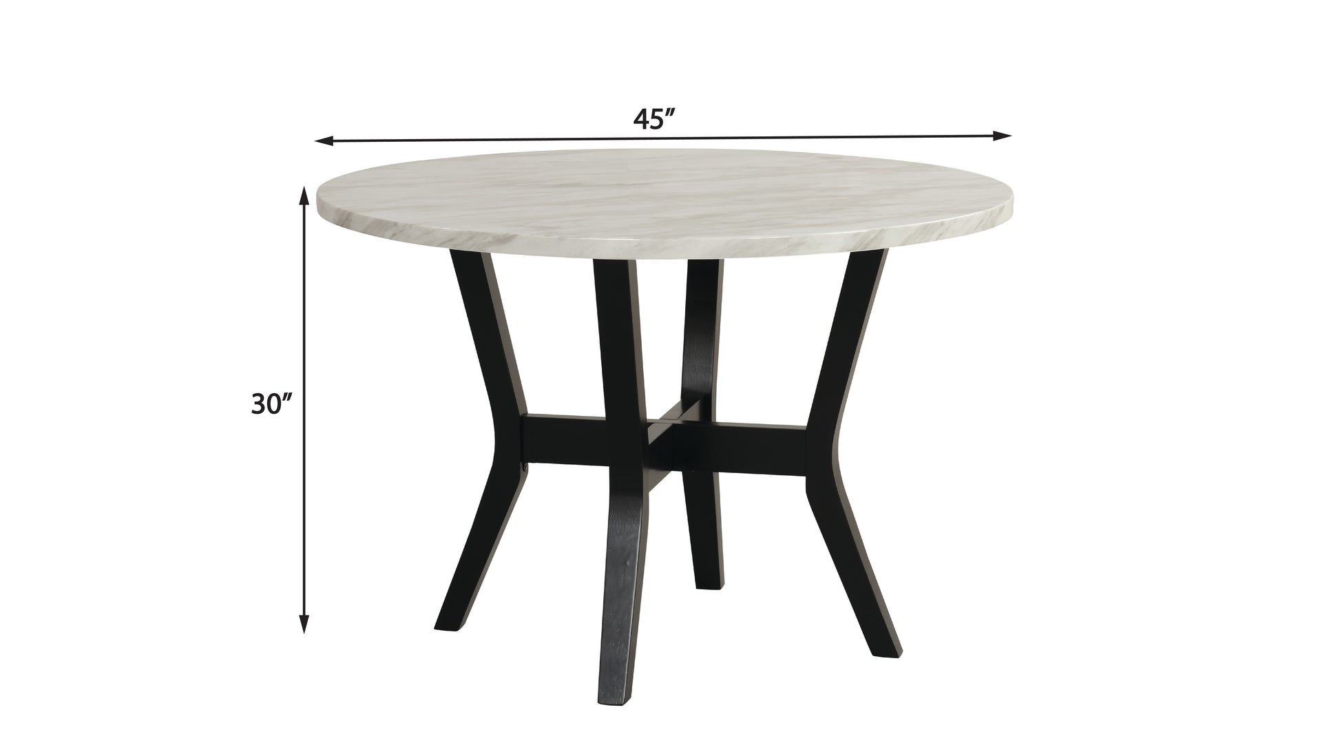 5 Piece Dining Set - Faux Marble Table & Chairs, Black/White