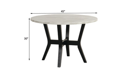 5 Piece Dining Set - Faux Marble Table & Chairs, Black/White