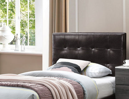 Twin Size Brown Faux Leather Bed Frame Modern Bedroom Headboard