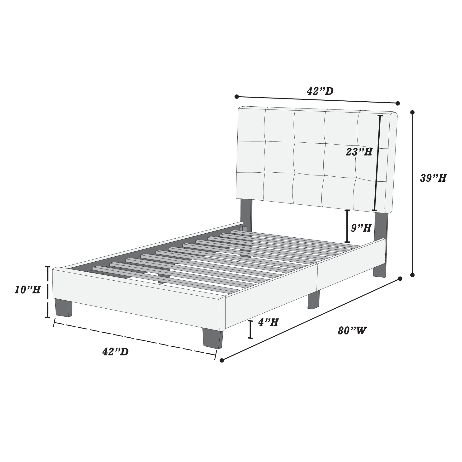 Twin Size Brown Faux Leather Bed Frame Modern Bedroom Headboard