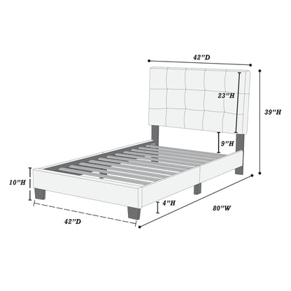 Twin Size Brown Faux Leather Bed Frame Modern Bedroom Headboard