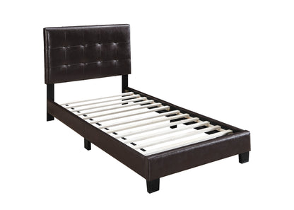 Twin Size Brown Faux Leather Bed Frame Modern Bedroom Headboard