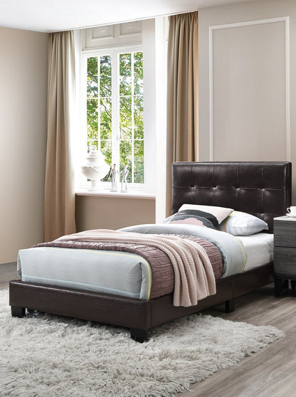 Twin Size Brown Faux Leather Bed Frame Modern Bedroom Headboard