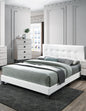 Modern Style 1pc Full Size Bed Faux Leather Middle Support Legs Rectangle Headboard White Finish Bedroom Furniture