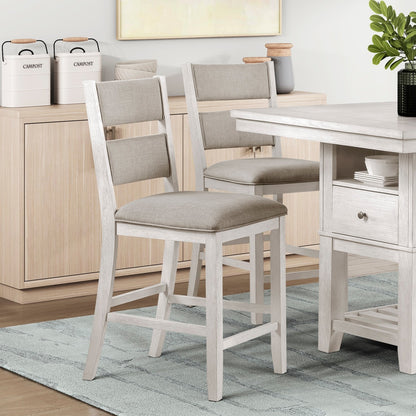 Farmhouse Dining Set Antique White Wood Table with Storage for 4