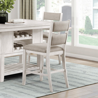 Farmhouse Dining Set Antique White Wood Table with Storage for 4