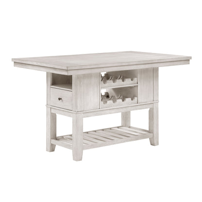 Farmhouse Dining Set Antique White Wood Table with Storage for 4