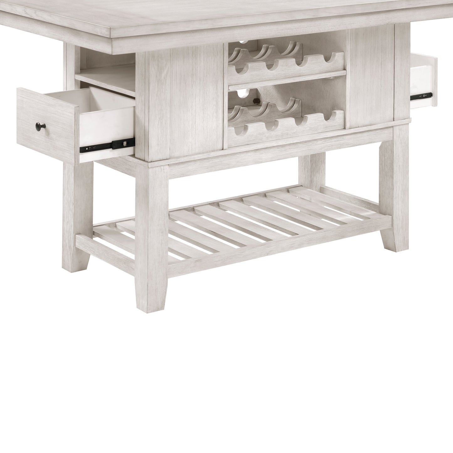 Farmhouse Dining Set Antique White Wood Table with Storage for 4